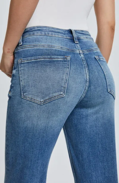 Bayeas Frayed Exposed Button Mid Rise Wide Leg Jeans
