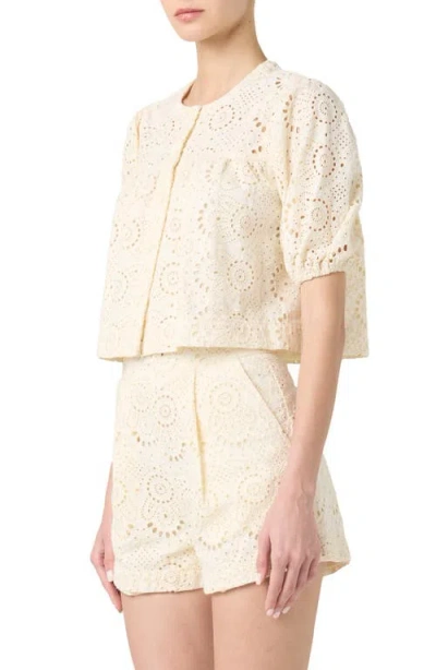 Blanknyc Embroidered Eyelet Cropped Cotton Top