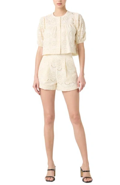 Blanknyc Embroidered Eyelet Cropped Cotton Top