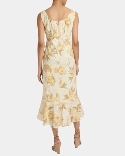 Santorelli Rina Sleeveless Hi Lo Dress In Floral Cotton Cloque