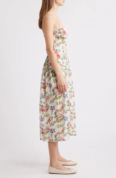 Doen Benoit Gathered Tiered Floral-print Ramie Midi Dress