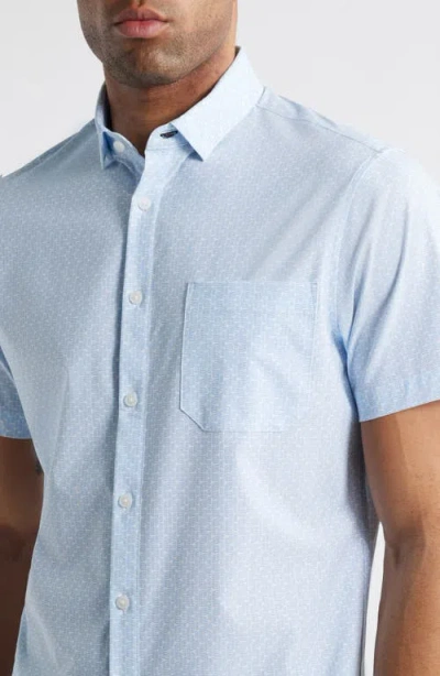 Mizzen + Main Mizzen+main Leeward Trim Fit Micropattern Short Sleeve Stretch Button-up Shirt