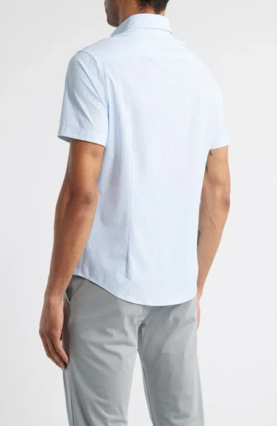 Mizzen + Main Mizzen+main Leeward Trim Fit Micropattern Short Sleeve Stretch Button-up Shirt