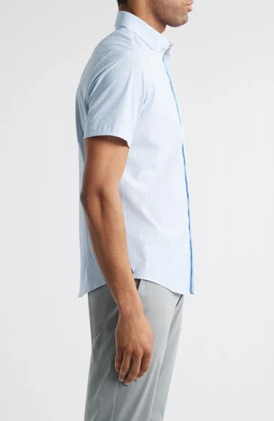 Mizzen + Main Mizzen+main Leeward Trim Fit Micropattern Short Sleeve Stretch Button-up Shirt
