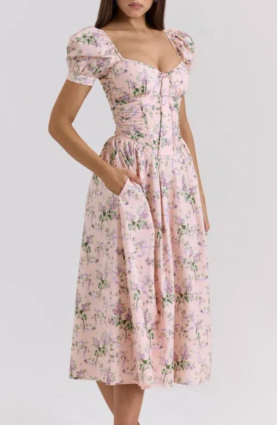 House Of Cb Lulabell Puff Sleeve Midi Dress