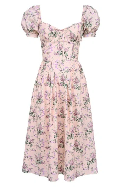 House Of Cb Lulabell Puff Sleeve Midi Dress