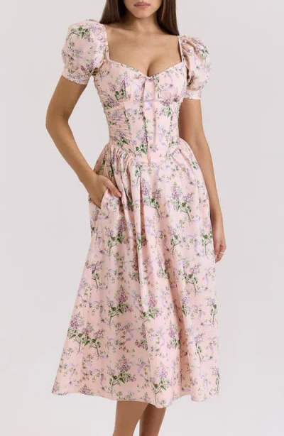 House Of Cb Lulabell Puff Sleeve Midi Dress