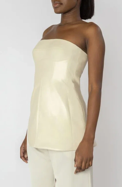 Israella Kobla Indira Strapless Faux Leather Corset Top
