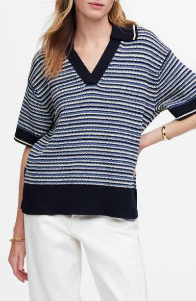 Madewell Stripe Johnny Collar Sweater T-shirt