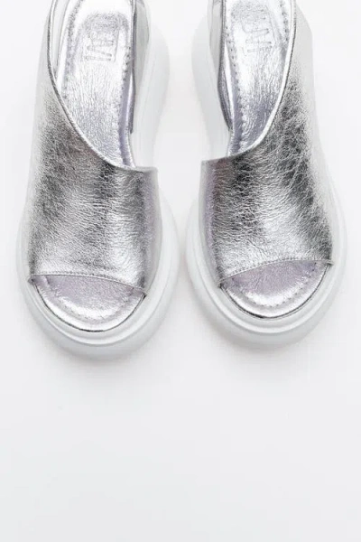 Forever & Always Shoes Agusto Leather Platform Sandal In Silver