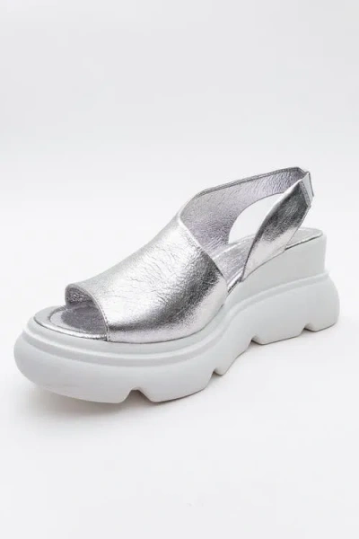 Forever & Always Shoes Agusto Leather Platform Sandal In Silver
