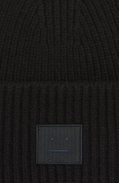Acne Studios Pansy Face Patch Rib Wool Beanie