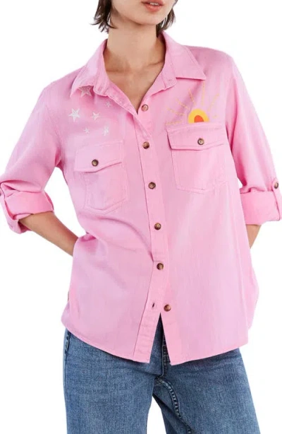 Billy T Hello Sunshine Embroidered Denim Shirt