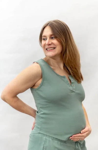 Of An Origin Organic Cotton Henley Nursing Lounge Tank