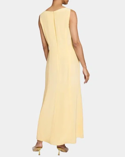 Santorelli Emerson Sleeveless Silk Midi Dress With Skirt Side Cascading Ruffles