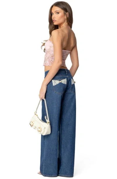 Edikted Lacey Pocket Low Rise Medium Rinse Wash Jeans