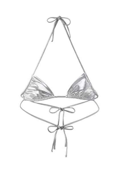 Lechery ® Lustrous Crisscross Halter Triangle Bikini Top