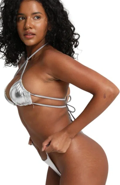 Lechery ® Lustrous Crisscross Halter Triangle Bikini Top