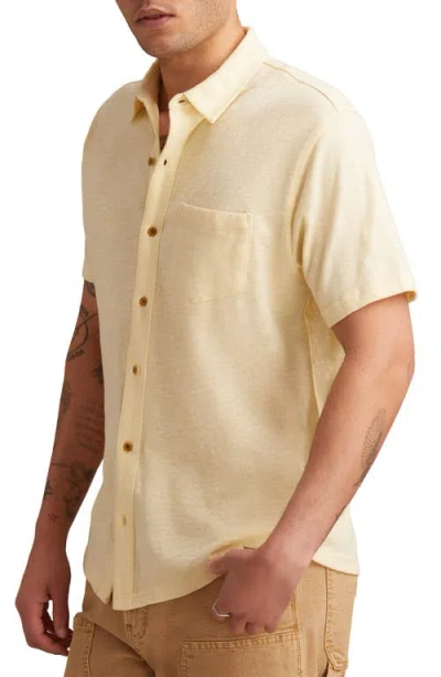 Lucky Brand Short Sleeve Marled Linen Button-up Shirt In Neutral