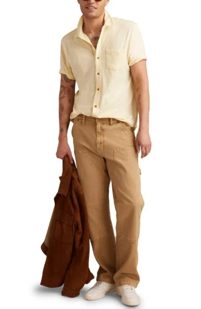 Lucky Brand Short Sleeve Marled Linen Button-up Shirt In Neutral