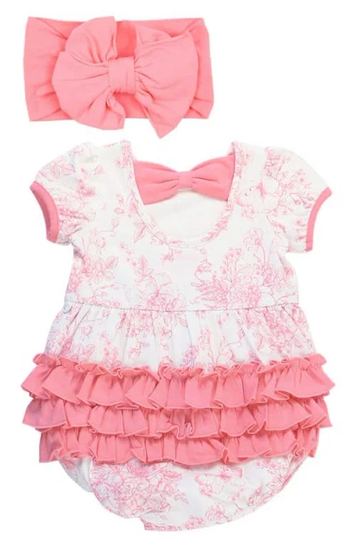 Rufflebutts Butterfly Garden Toile Bubble Romper & Head Wrap Set