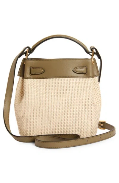 Mulberry Mini Islington Woven Raffia & Leather Bucket Bag
