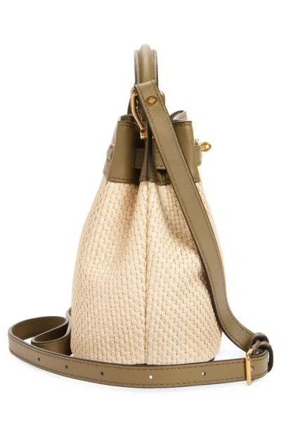 Mulberry Mini Islington Woven Raffia & Leather Bucket Bag