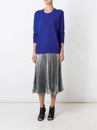 Shop Maison Margiela Cashmere Layered Pullover Sweater - Blue