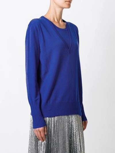 Shop Maison Margiela Cashmere Layered Pullover Sweater - Blue