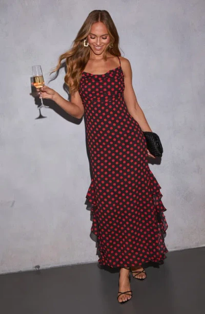 Vici Collection Amala Dot Ruffle Maxi Dress