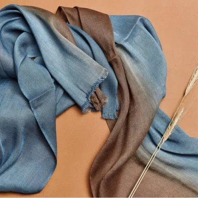 Studio Variously Mahogany Sky Soft Linen Silk Handloom Scarf