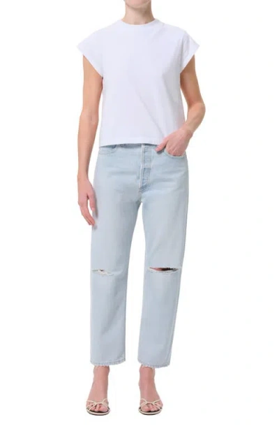 Agolde '90s Ripped Mid Rise Crop Relaxed Straight Leg Jeans