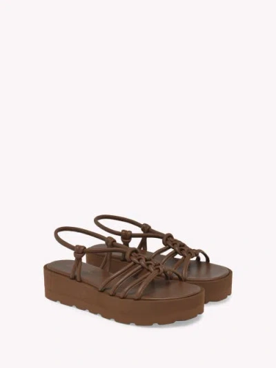 Gianvito Rossi Leather Knotted Strappy Sandals Platform Sole In Brown