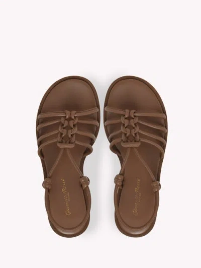 Gianvito Rossi Leather Knotted Strappy Sandals Platform Sole In Brown