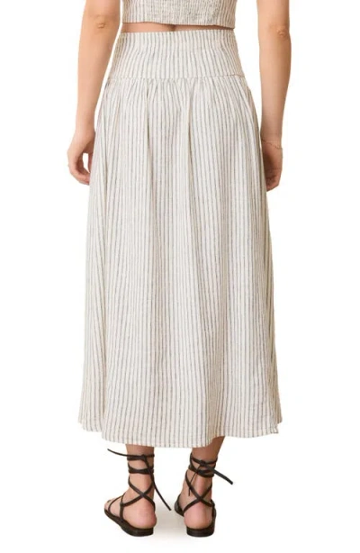 Marine Layer Jade Stripe Button Front Hemp Blend Midi Skirt
