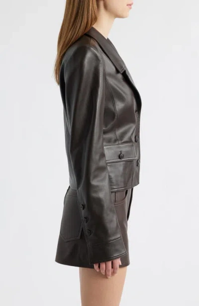 Frame Lambskin Leather Snap Button Patch Pocket Mini Skirt