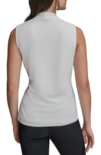 Donna Karan New York Embellish Sleeveless Faux Wrap Crepe Top In White