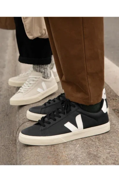 Veja Campo Black And White Low Top Sneakers In Vegan Leather Man In Black