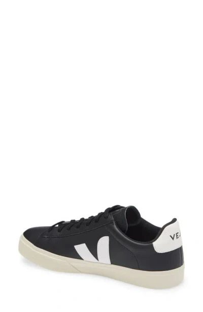 Veja Campo Black And White Low Top Sneakers In Vegan Leather Man In Black