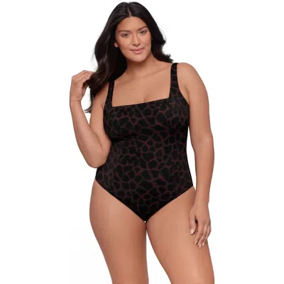 S3 Square Neck Lace-up Back One Piece Swimsuit