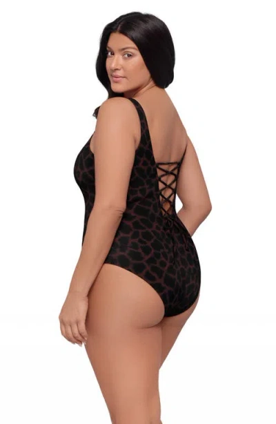 S3 Square Neck Lace-up Back One Piece Swimsuit