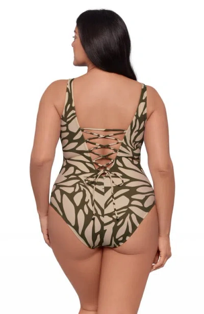 S3 Square Neck Lace-up Back One Piece Swimsuit