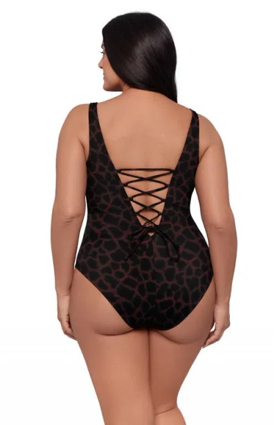 S3 Square Neck Lace-up Back One Piece Swimsuit