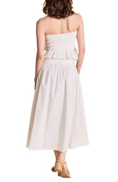 Endless Rose Mixed Media Ruffle Strapless Maxi Dress