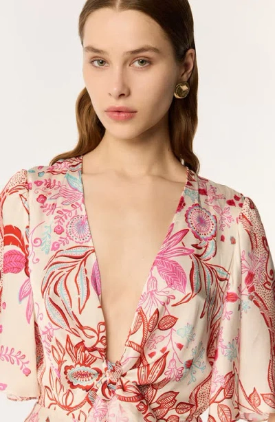 Poupette St Barth Celie Flutter Sleeve Wide Leg Jumpsuit