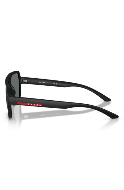 Prada Polarized Dark Grey Rectangular Mens Sunglasses Ps 01xs Dg002g 59 In Black