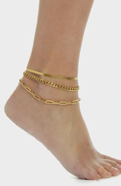 St. Moran Set Of 3 Assorted Chain Anklets