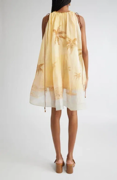 Zimmermann Balance Plunge Neck Linen & Silk Minidress