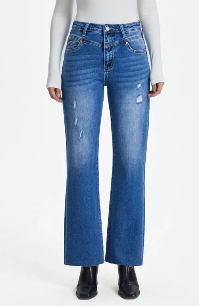 Bayeas Raw Hem High Waist Relaxed Straight Leg Jeans