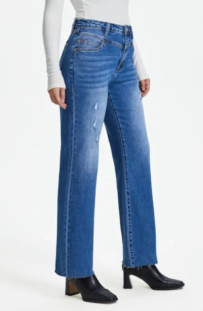 Bayeas Raw Hem High Waist Relaxed Straight Leg Jeans